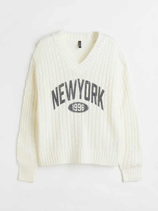 H&M Sweaters - H&M New York Graphic Cable Knit Sweater